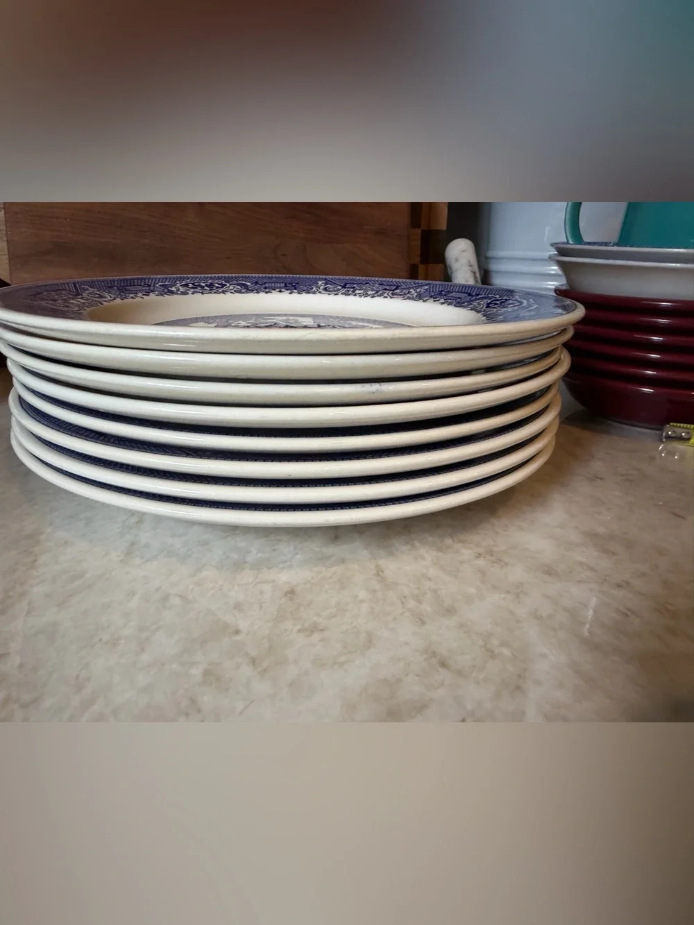 Set of 8 Vintage Blue Willow Royal China 10” dinner plates